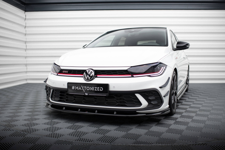 Volkswagen Polo GTI Mk6 Facelift 2021+ Front Splitter V.1 Maxton Design in the group Select car model / VW / Polo 17+ / Styling at DDESIGN Scandinavia AB (VW-PO-6F-GTI-FD1G)