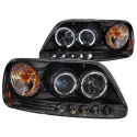 FORD Expedition 1997-2002 Projector Headlights w/ Halo & LED Black 1pc ANZO
