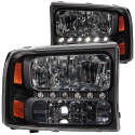 FORD F-250 1999-2004 Super Duty Crystal Headlights Black w/ LED 1pc ANZO
