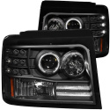 FORD F-150 1992-1996 Projector Headlights w/ Halo Black w/ Side Markers & Parking Lights ANZO