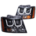 Chevrolet Avalanche 2007-2013 Projector Headlights w/ U-Bar Black ANZO