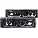 GMC Suburban 1992-1999 Crystal Headlights Black w/ Low - Brow ANZO