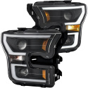 FORD F-150 2015-2017 Projector Headlights w/ Plank Style Switchback Black w/ Amber ANZO