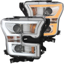 FORD F-150 2015-2017 Projector Headlights w/ Plank Style Switchback Chrome w/ Amber ANZO