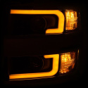Chevrolet Silverado 2015-2019 3500HD Projector Headlights w/ Plank Style Switchback Black w/ Amber (Chrome Rim) ANZO