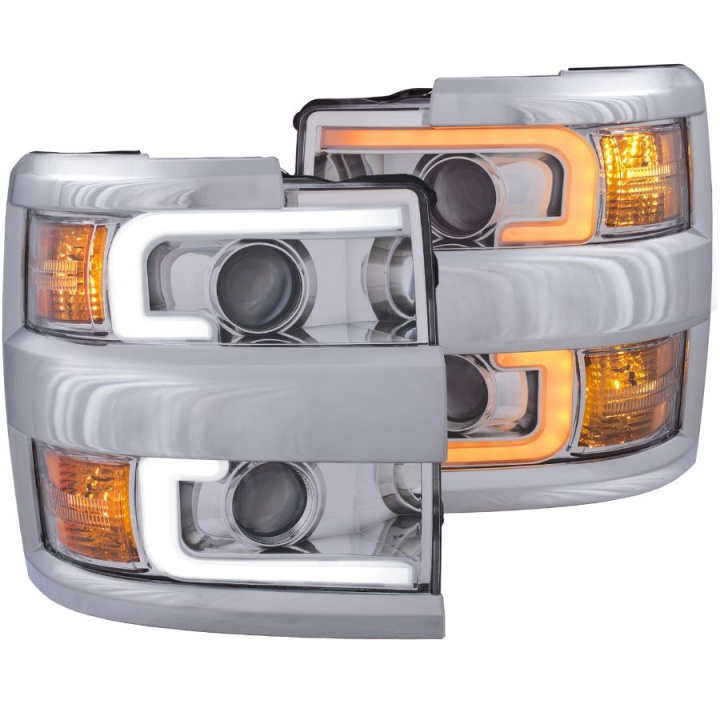 Chevrolet Silverado 2015-2019 3500HD Projector Headlights w/ Plank Style Switchback Chrome w/ Amber (Chrome Rim) ANZO in the group Select car model / Chevrolet / Silverado 14+ / Styling / Lights at DDESIGN Scandinavia AB (anz111366-3216)