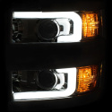 Chevrolet Silverado 2015-2019 3500HD Projector Headlights w/ Plank Style Switchback Chrome w/ Amber (Chrome Rim) ANZO