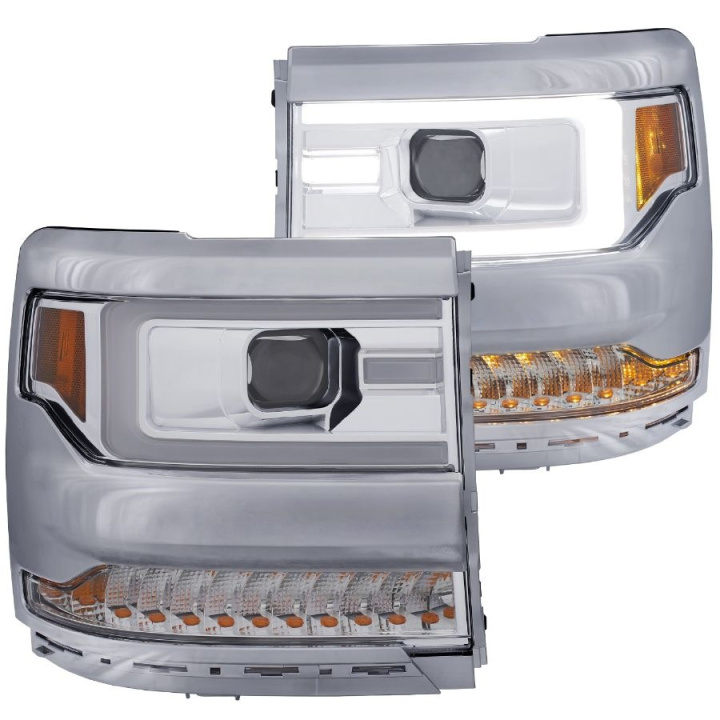 Chevrolet Silverado 2016-2018 1500 Projector Headlights w/ Plank Style Design Chrome w/ Amber (HID TYPE) (WITHOUT HID KIT) ANZO in the group Select car model / Chevrolet / Silverado 14+ / Styling / Lights at DDESIGN Scandinavia AB (anz111374-3190)