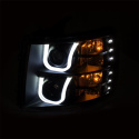 Chevrolet Silverado 2007-2013 1500 Projector Headlights w/ U-Bar Switchback Black w/ Amber ANZO
