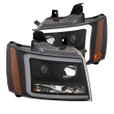 Chevrolet Tahoe 2007-2014 Projector Headlights w/ Plank Style Switchback Black w/ Amber ANZO