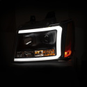Chevrolet Tahoe 2007-2014 Projector Headlights w/ Plank Style Switchback Black w/ Amber ANZO