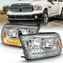 Dodge Ram 1500 09-18 / Ram 2500/3500 10-18 Dual Led Projector Switchback Headlights Chrome (For All Models) Anzo