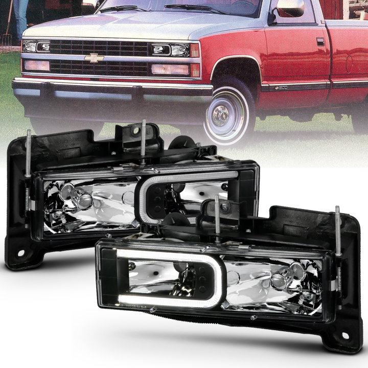 GM C/K 1500–3500 & SUV 1988–2000 (Blazer, Tahoe, Suburban, Yukon) Crystal Headlights ANZO in the group Select car model at DDESIGN Scandinavia AB (anz111498)