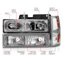 Chevrolet Blazer Full / C1500 / C2500 / C3500 / K1500 / K2500 / K3500 / Suburban / Tahoe 1992-2000 Crystal Headlights ANZO