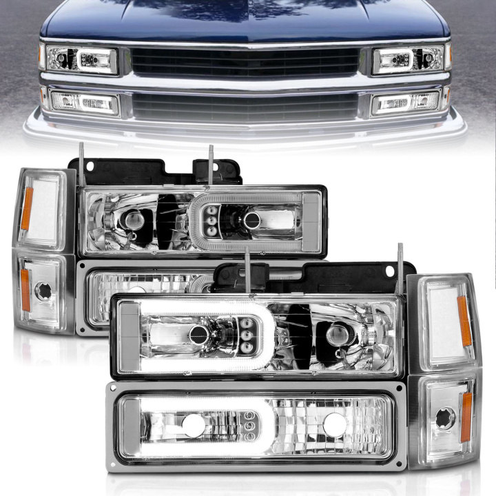 Chevrolet Blazer Full / C1500 / C2500 / C3500 / K1500 / K2500 / K3500 / Suburban / Tahoe 1992-2000 Crystal Headlights ANZO in the group Select car model at DDESIGN Scandinavia AB (anz111529)