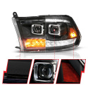 DODGE RAM 1500 09-18 / 2500/3500 10-18 PROJECTOR HEADLIGHTS BLACK CLEAR LENS W/ SEQUENTIAL SIGNAL (FOR ALL MODELS)
