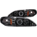 FORD Mustang 1994-1998 Projector Headlights w/ Halo Black 1pc ANZO