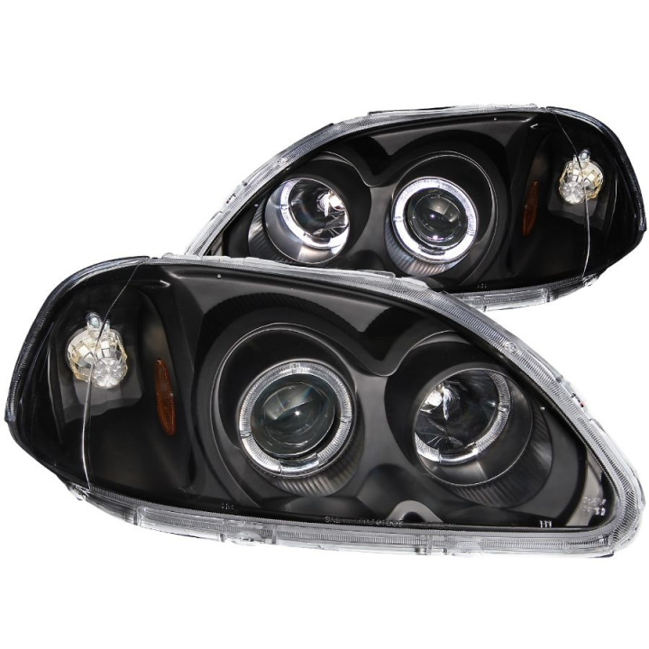 Honda Civic 1996-1998 Projector Headlights w/ Halo Black ANZO in the group Select car model / Honda / Civic EJ-EK-EM 96-00 / Styling / Lights at DDESIGN Scandinavia AB (anz121068-2832)