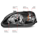Honda Civic 1999-2000 Crystal Headlights ANZO