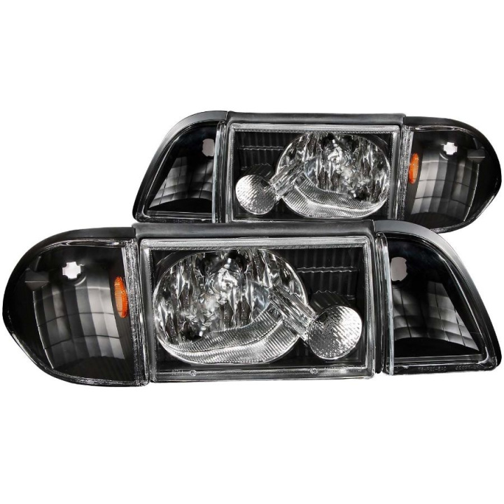 FORD Mustang 1987-1993 Crystal Headlights Black w/ Corner Lights 2pc ANZO in the group Select car model / Ford / Other models & Engines at DDESIGN Scandinavia AB (anz121192-1173)