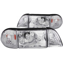 FORD Mustang 1987-1993 Crystal Headlights Chrome w/ Corner Lights 2pc ANZO