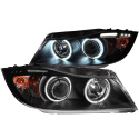 BMW 3 Serie E90-E91 2006-2008 4DR WAGON Projector Headlights w/ Halo w/ LED Bar Black (SMD LED) ANZO
