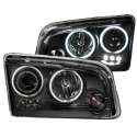 Dodge Charger 2006-2010 Projector Headlights w/ Halo Black ANZO