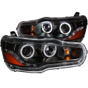 Mitsubishi Lancer 2008-2015 Projector Headlights w/ Halo Black (SMD LED) ANZO