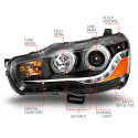 Mitsubishi Lancer 2008-2015 Projector Headlights  ANZO