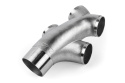 APR Cast T304 Stainless Steel Double Y-Splitter - 76mm to Quad 63.5mm (3in to Quad 2.5in)