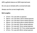 APR Lug Bolts - Use w/12mm Spacers - 40mm - Black (Set of 10)