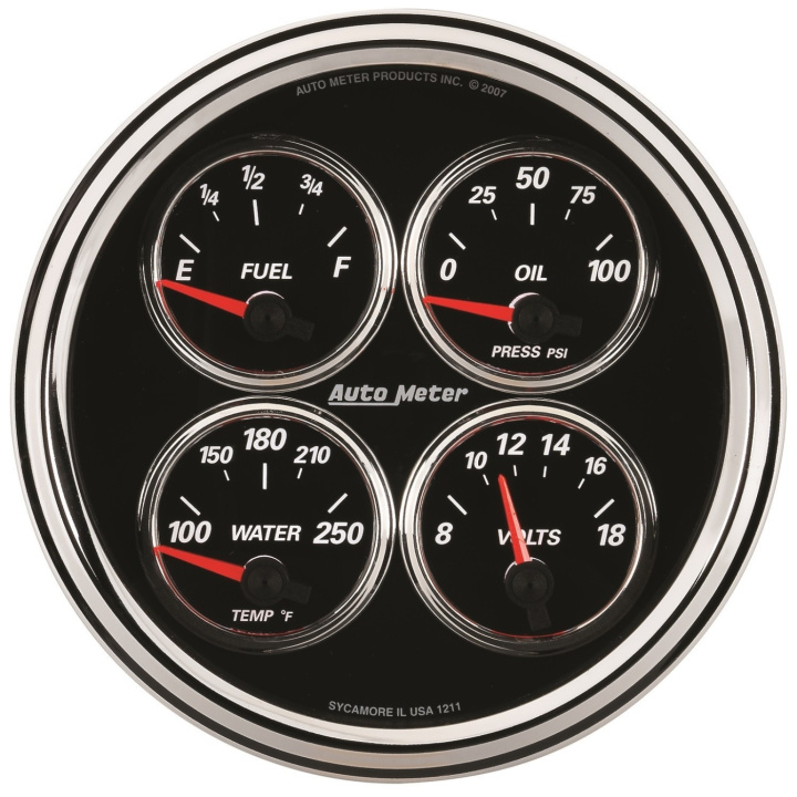 Quad-mätare 127mm 0ΩE-90ΩF (Elektrisk) DESIGNER Svart II in the group Interior / Gauges / Gauges & Gauge Holders / AutoMeter / All products from Autometer at DDESIGN Scandinavia AB (atm1224)