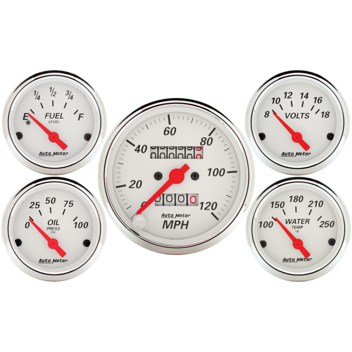 Mätarkit 5st 3 1/8\'\' & 52mm MECH. SPEEDOMETER ARCTIC Vit in the group Interior / Gauges / Gauges & Gauge Holders / AutoMeter / All products from Autometer at DDESIGN Scandinavia AB (atm1300)