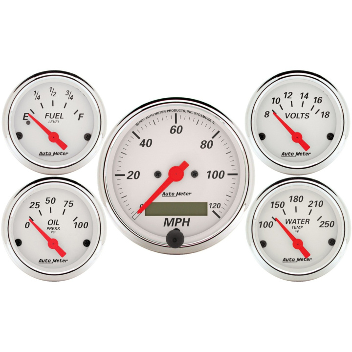 Mätarkit 5st 3 1/8\'\' & 52mm (Elektrisk). SPEEDOMETER ARCTIC Vit in the group Interior / Gauges / Gauges & Gauge Holders / AutoMeter / All products from Autometer at DDESIGN Scandinavia AB (atm1302)