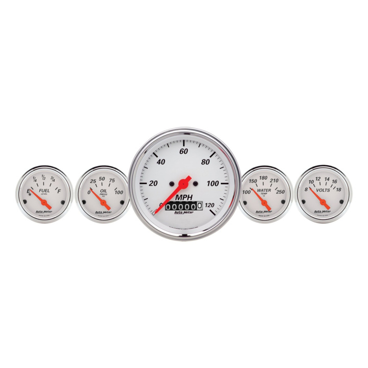 Mätarkit 5st 87mm & 52mm (Elektrisk). SPEEDOMETER ARCTIC Vit in the group Interior / Gauges / Gauges & Gauge Holders / AutoMeter / All products from Autometer at DDESIGN Scandinavia AB (atm1340)