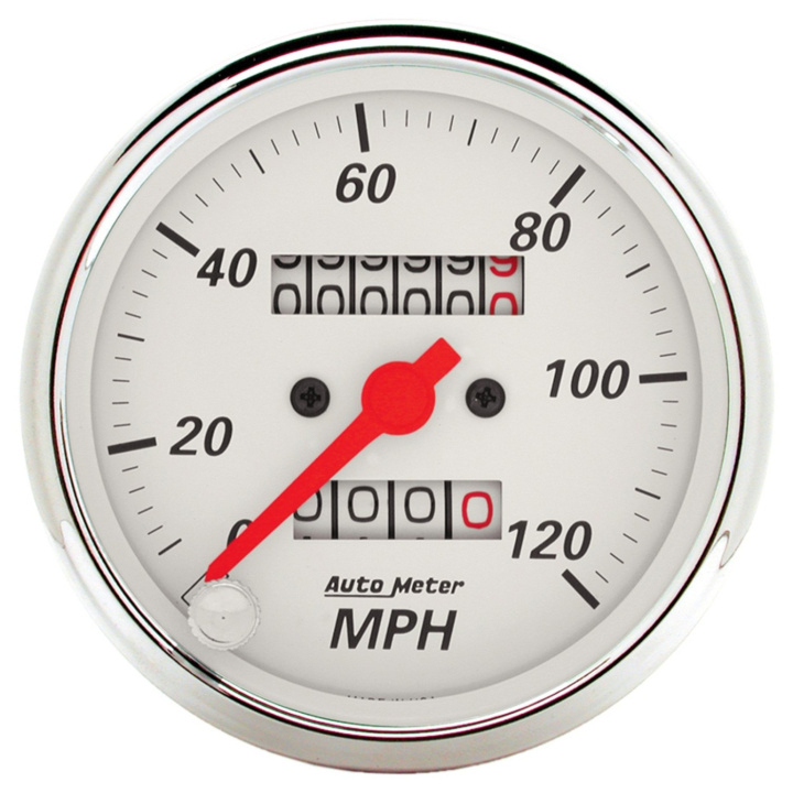 Hastighetsmätare 3 1/8\'\' 120MPH (Mekanisk) ARCTIC Vit in the group Interior / Gauges / Gauges & Gauge Holders / AutoMeter / All products from Autometer at DDESIGN Scandinavia AB (atm1396)