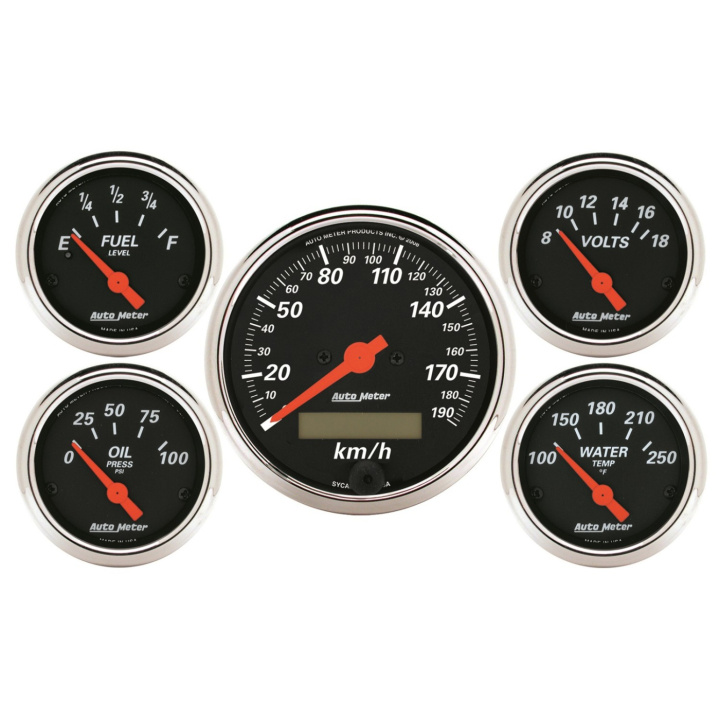 Mätarkit 5st 3 1/8\'\' & 52mm (Elektrisk). KM/H SPEEDOMETER DESIGNER Svart in the group Interior / Gauges / Gauges & Gauge Holders / AutoMeter / All products from Autometer at DDESIGN Scandinavia AB (atm1421-M)
