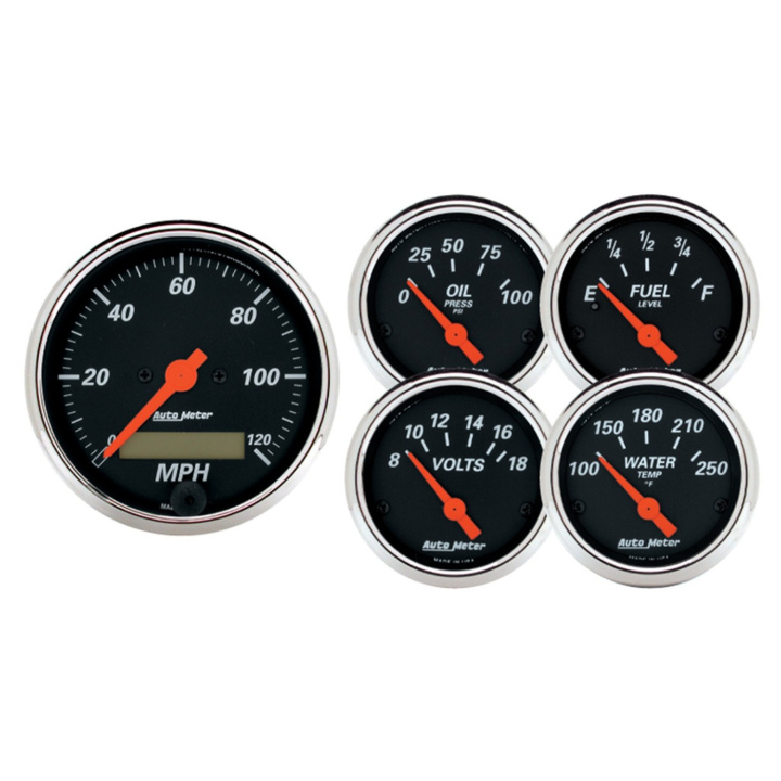 Mätarkit 5st 3 1/8\'\' & 52mm (Elektrisk). SPEEDOMETER DESIGNER Svart in the group Interior / Gauges / Gauges & Gauge Holders / AutoMeter / All products from Autometer at DDESIGN Scandinavia AB (atm1421)