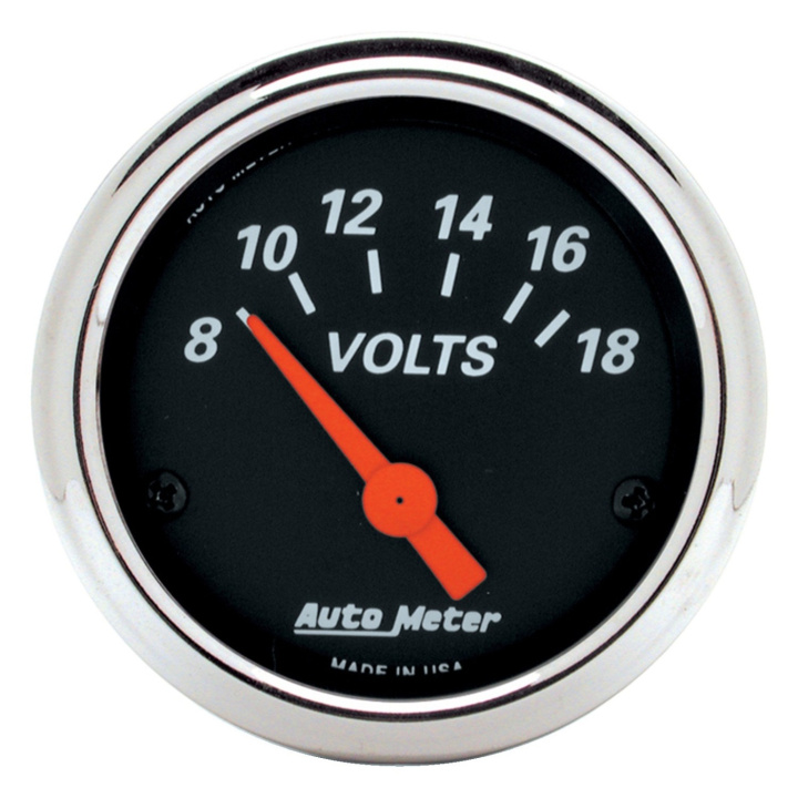 Voltmätare 52mm 18V (Elektrisk) DESIGNER Svart in the group Interior / Gauges / Gauges & Gauge Holders / AutoMeter / All products from Autometer at DDESIGN Scandinavia AB (atm1483)