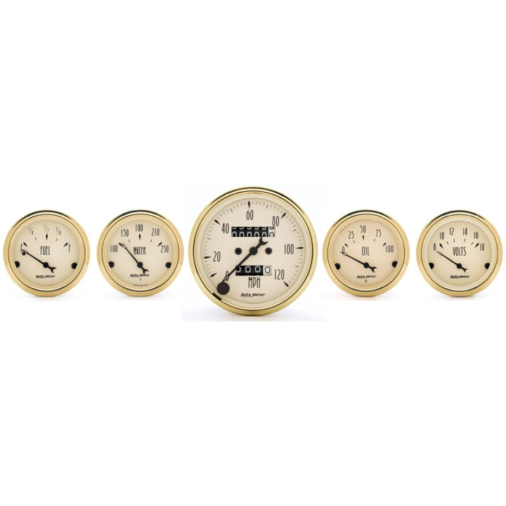 Mätarkit 5st 3 1/8\'\' & 52mm MECH. SPEEDOMETER GuldEN OLDIES in the group Interior / Gauges / Gauges & Gauge Holders / AutoMeter / All products from Autometer at DDESIGN Scandinavia AB (atm1501)
