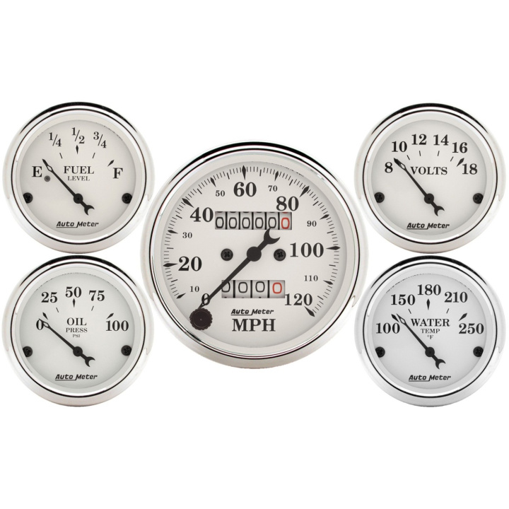Mätarkit 5st 3 1/8\'\' & 52mm MECH. SPEEDOMETER OLD TYME Vit in the group Interior / Gauges / Gauges & Gauge Holders / AutoMeter / All products from Autometer at DDESIGN Scandinavia AB (atm1601)
