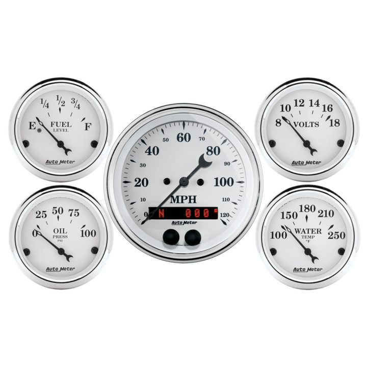 Mätarkit 5st 87mm & 52mm GPS SPEEDOMETER OLD TYME Vit in the group Interior / Gauges / Gauges & Gauge Holders / AutoMeter / All products from Autometer at DDESIGN Scandinavia AB (atm1650)