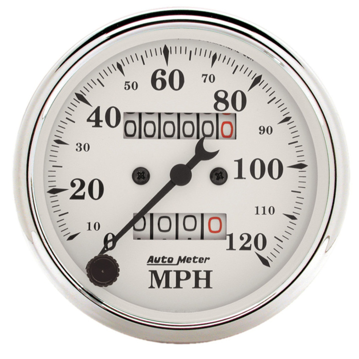 Hastighetsmätare 3 1/8\'\' 120MPH (Mekanisk) OLD TYME Vit in the group Interior / Gauges / Gauges & Gauge Holders / AutoMeter / All products from Autometer at DDESIGN Scandinavia AB (atm1693)