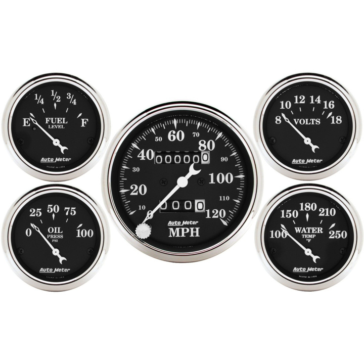 Mätarkit 5st 3 1/8\'\' & 52mm MECH. SPEEDOMETER OLD TYME Svart in the group Interior / Gauges / Gauges & Gauge Holders / AutoMeter / All products from Autometer at DDESIGN Scandinavia AB (atm1708)