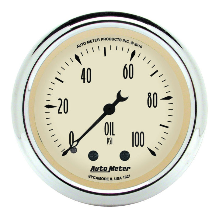 Oljetrycksmätare 52mm 100PSI MECH ANTIQUE BEIGE in the group Interior / Gauges / Gauges & Gauge Holders / AutoMeter / All products from Autometer at DDESIGN Scandinavia AB (atm1821)