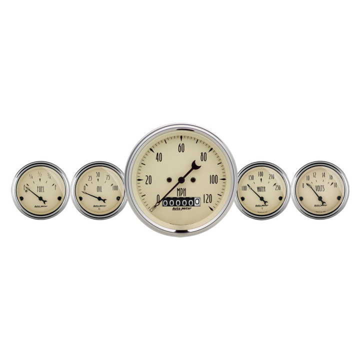 Mätarkit 5st 87mm & 52mm (Elektrisk). SPEEDOMETER ANTIQUE BEIGE in the group Interior / Gauges / Gauges & Gauge Holders / AutoMeter / All products from Autometer at DDESIGN Scandinavia AB (atm1840)