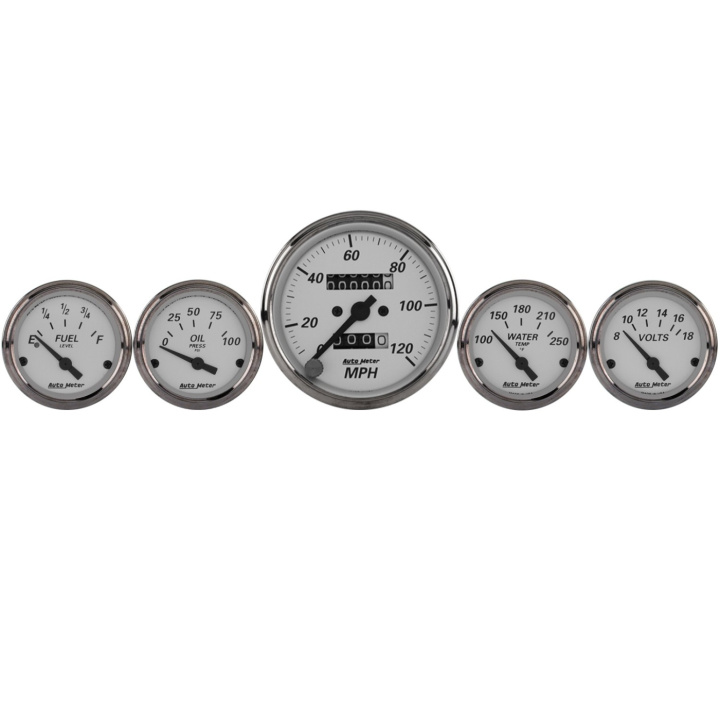 Mätarkit 5st 3 1/8\'\' & 52mm MECH. SPEEDOMETER AMERICAN PLATINUM in the group Interior / Gauges / Gauges & Gauge Holders / AutoMeter / All products from Autometer at DDESIGN Scandinavia AB (atm1901)