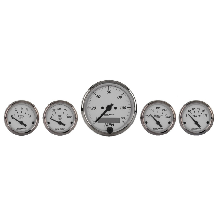 Mätarkit 5st 3 1/8\'\' & 52mm (Elektrisk). SPEEDOMETER AMERICAN PLATINUM in the group Interior / Gauges / Gauges & Gauge Holders / AutoMeter / All products from Autometer at DDESIGN Scandinavia AB (atm1902)
