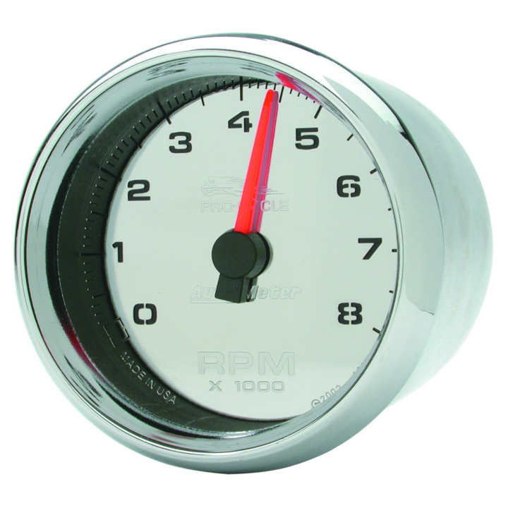 Varvräknare 2-5/8\'\' 8K RPM 2&4 CYLINDER Krom PRO-CYCLE in the group Interior / Gauges / Gauges & Gauge Holders / AutoMeter / All products from Autometer at DDESIGN Scandinavia AB (atm19308)