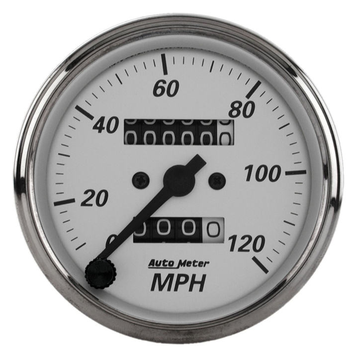 Hastighetsmätare 3 1/8\'\' 120MPH (Mekanisk) AMERICAN PLATINUM in the group Interior / Gauges / Gauges & Gauge Holders / AutoMeter / All products from Autometer at DDESIGN Scandinavia AB (atm1993)
